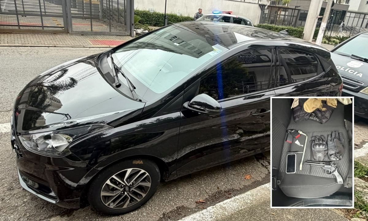 HB20 furtado com placas adulteradas é recuperado após fuga na divisa de Diadema