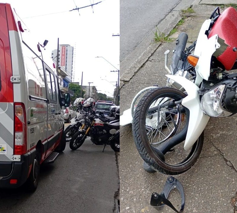 Motociclista é socorrido após queda em Santo André